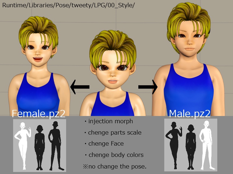 Poser Hair C Female Male Lpg専用 Tweety S Shop Booth
