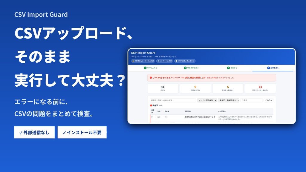 CSV Import Guard｜CSVアップロード前の事故をまとめて検査