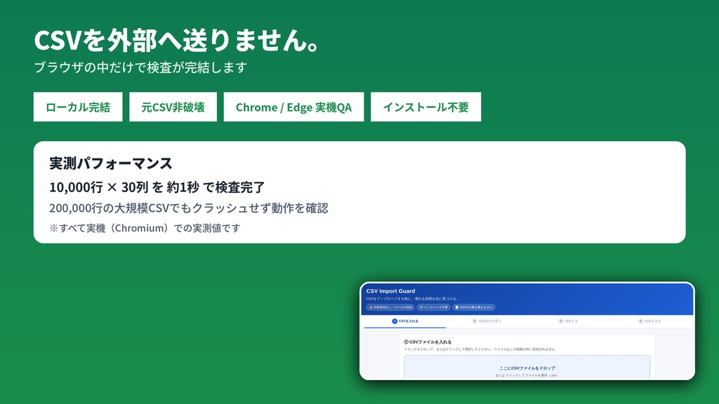 CSV Import Guard|CSVアップロード前の事故をまとめて検査