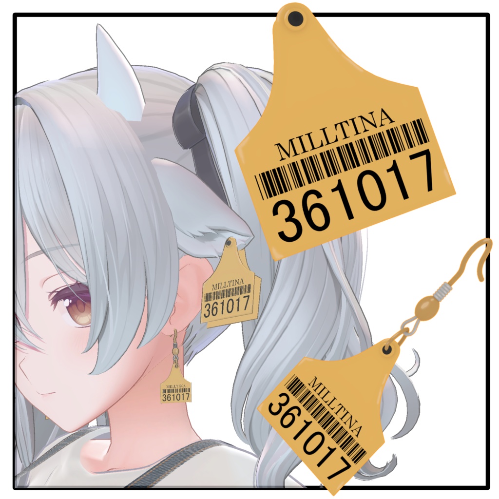 【ミルティナ対応】耳標イヤリング -EarTag & Earring for Milltina-