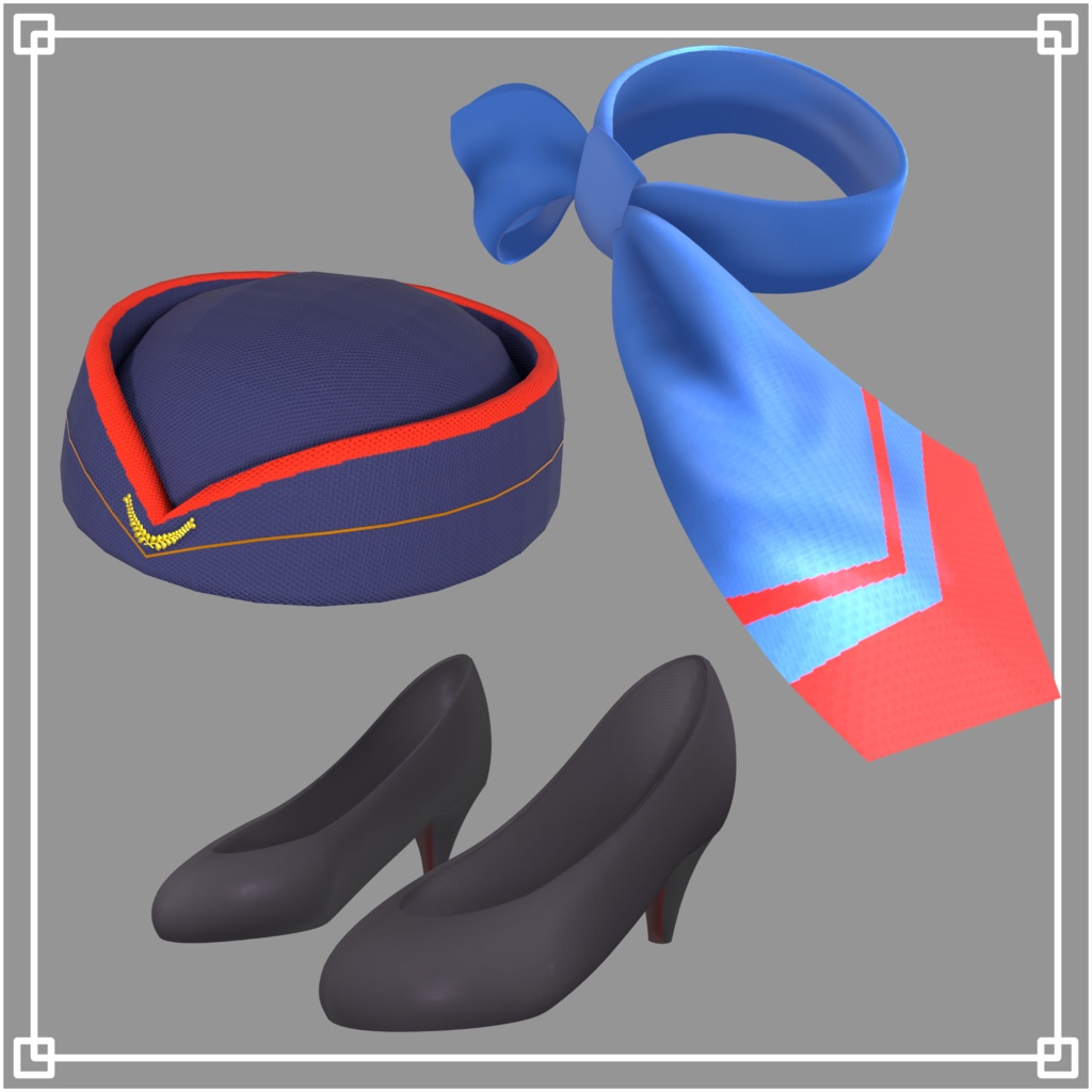 割引中!【ミルティナ対応】3D衣装モデル「フライトアテンダント-Flight Attendant-」