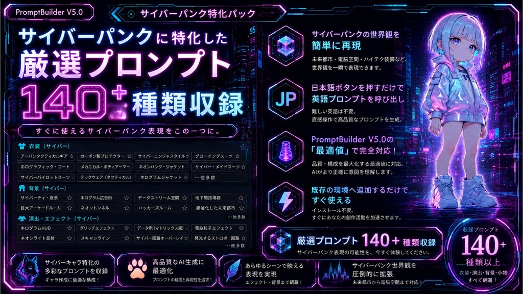 PromptBuilder v5.0 追加パック|サイバーパンクパック