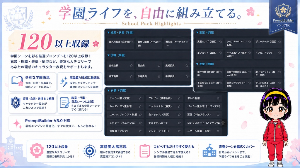 PromptBuilder v5.0 追加パック|学園パック