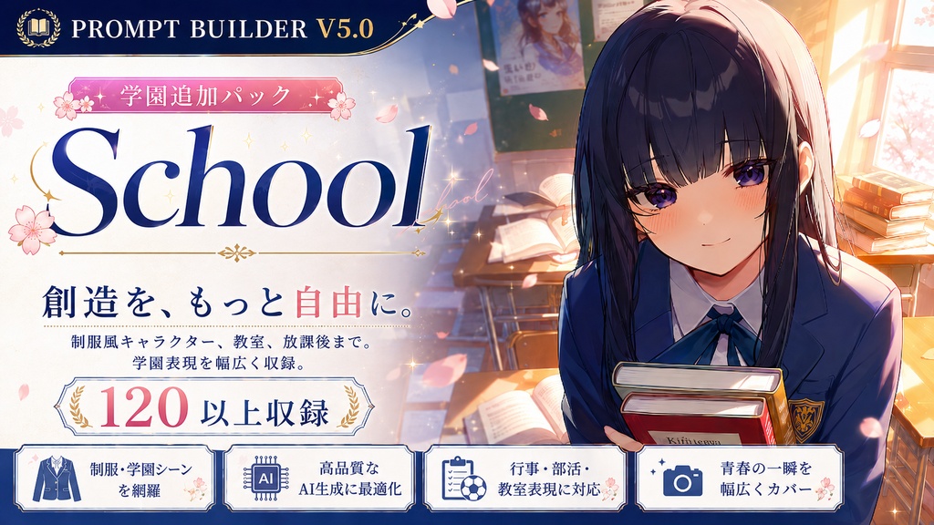PromptBuilder v5.0 追加パック｜学園パック