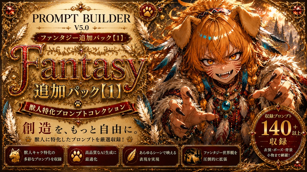 PromptBuilder v5.0 追加パック|ファンタジー追加パック【1】獣人コレクション