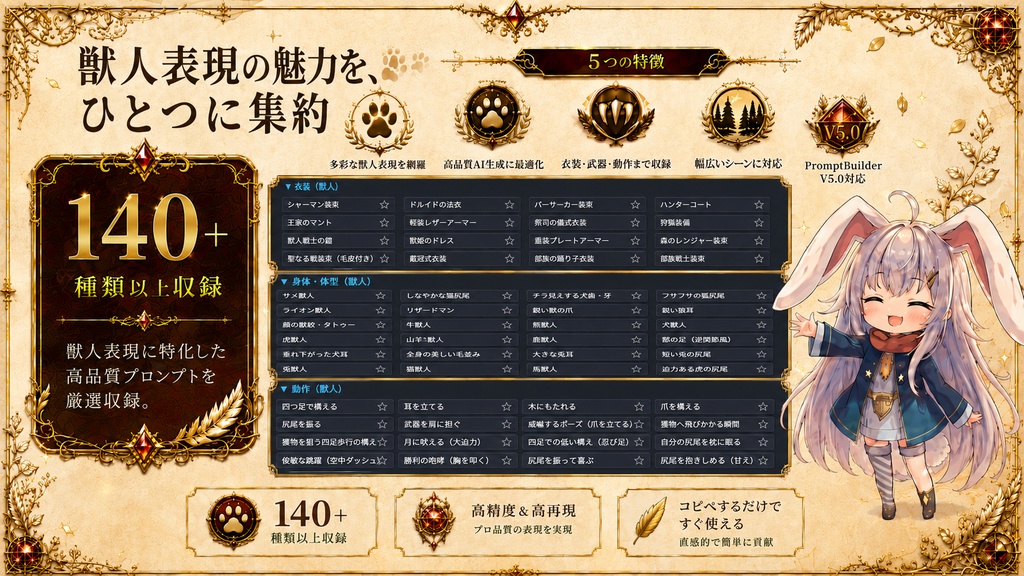 PromptBuilder v5.0 追加パック|ファンタジー追加パック【1】獣人コレクション