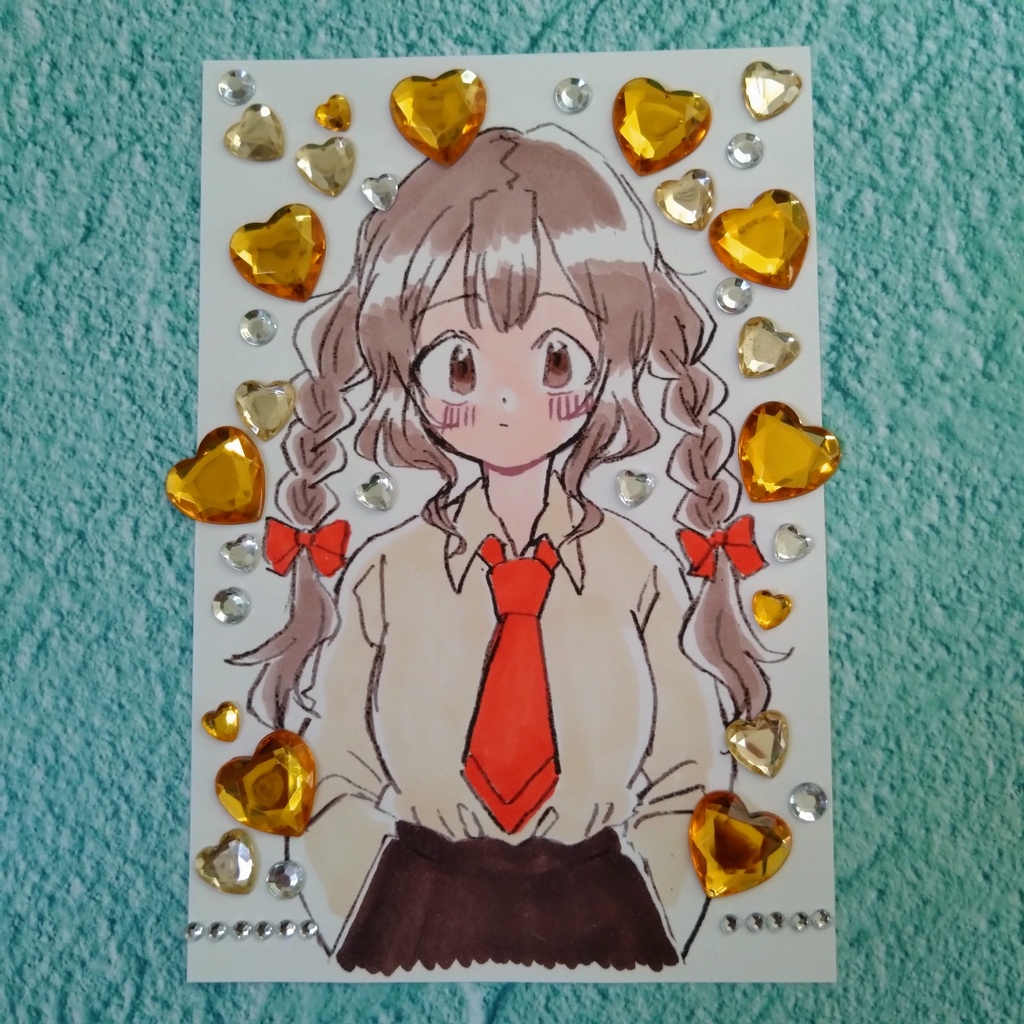 ポストカード　三つ編みの女の子