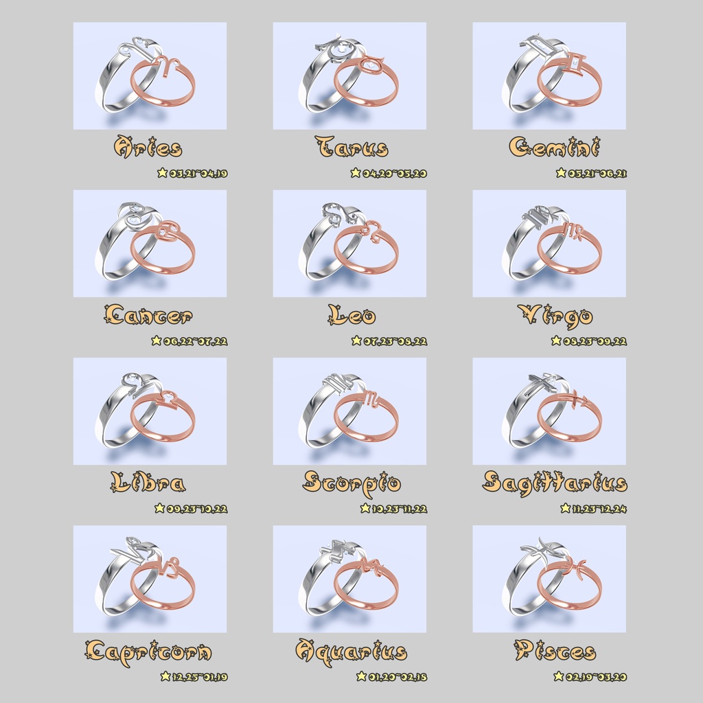 【Free_無料】 Zodiac Ring_SET
