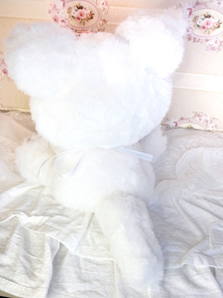 16cm❤️おすわり着ぐるみ🐈ネコ ベビーピンクベロアリボン