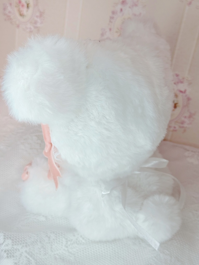 16cm❤️おすわり着ぐるみ🧸くま ベビーピンクベロアリボン