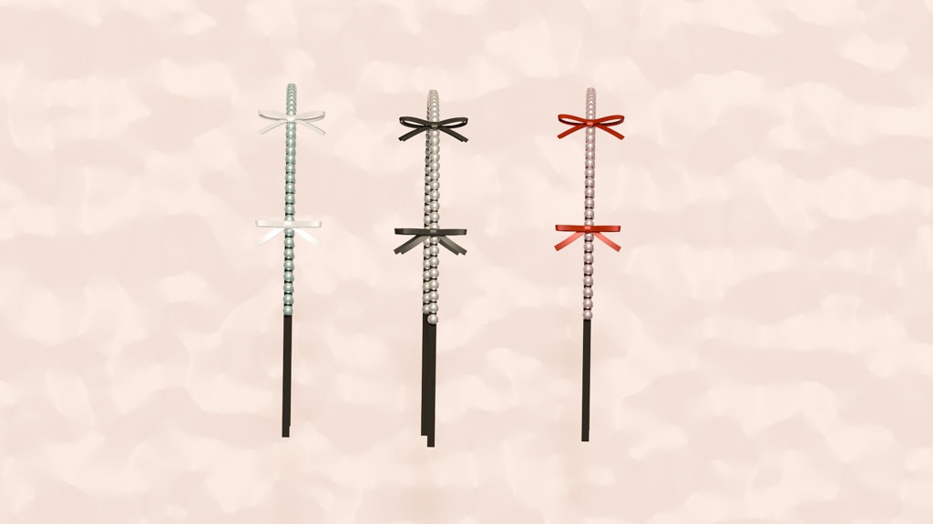 【無料】パールリボンカチューシャ【3色カスタムセット】