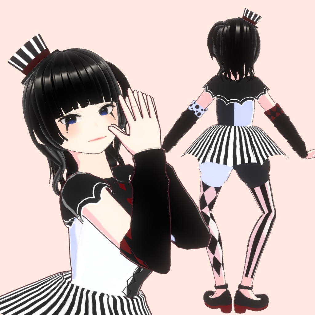 【ハロウィン】モノトーンピエロコーデ🤡【VRoid用衣装】