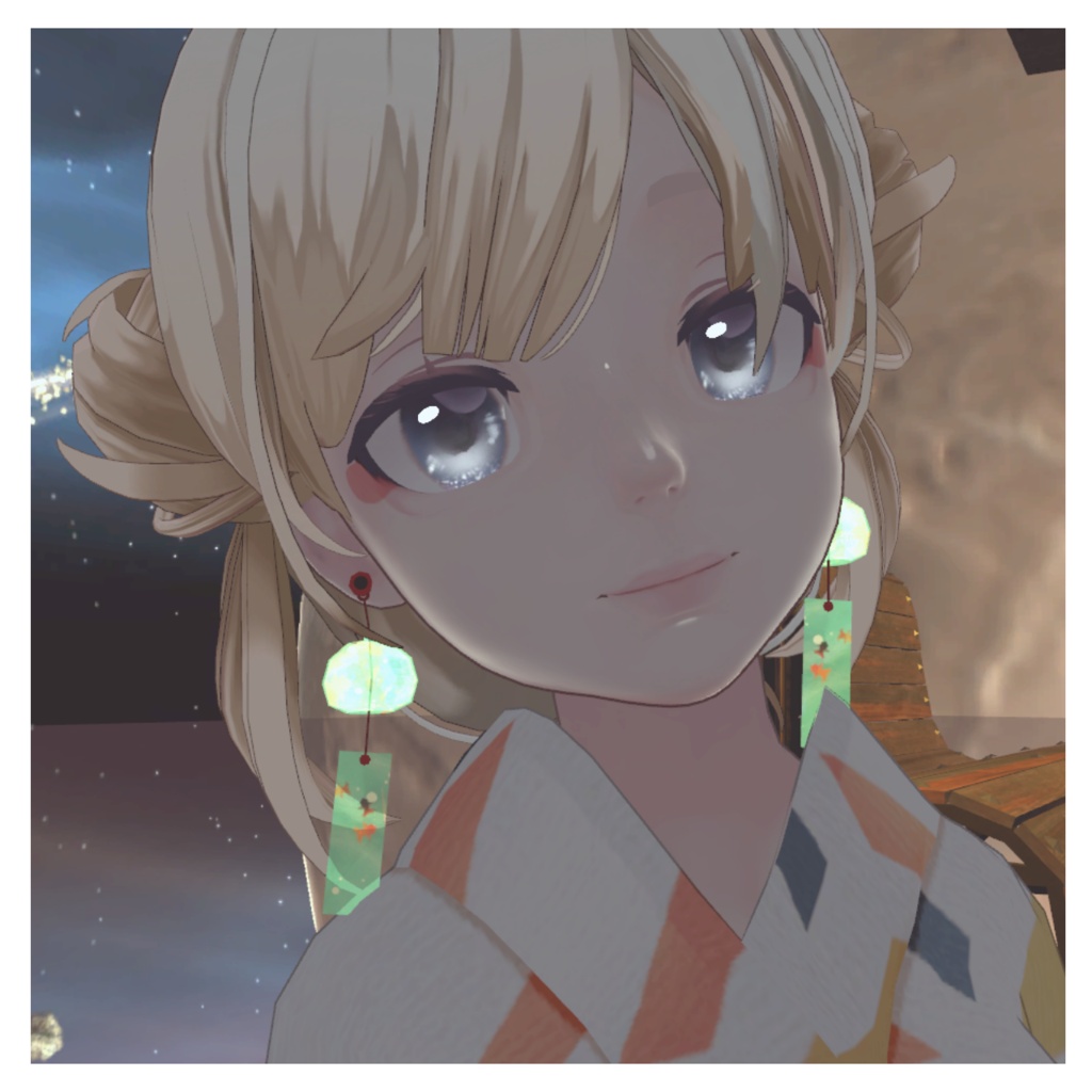 【VRChat想定】金魚が泳ぐキラキラ風鈴イヤリング #FUWAYOU