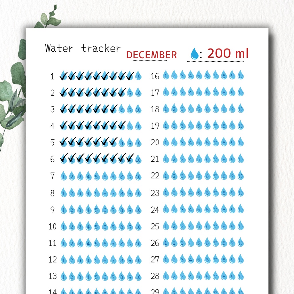 <Free Download>Printable Water tracker (PDF)