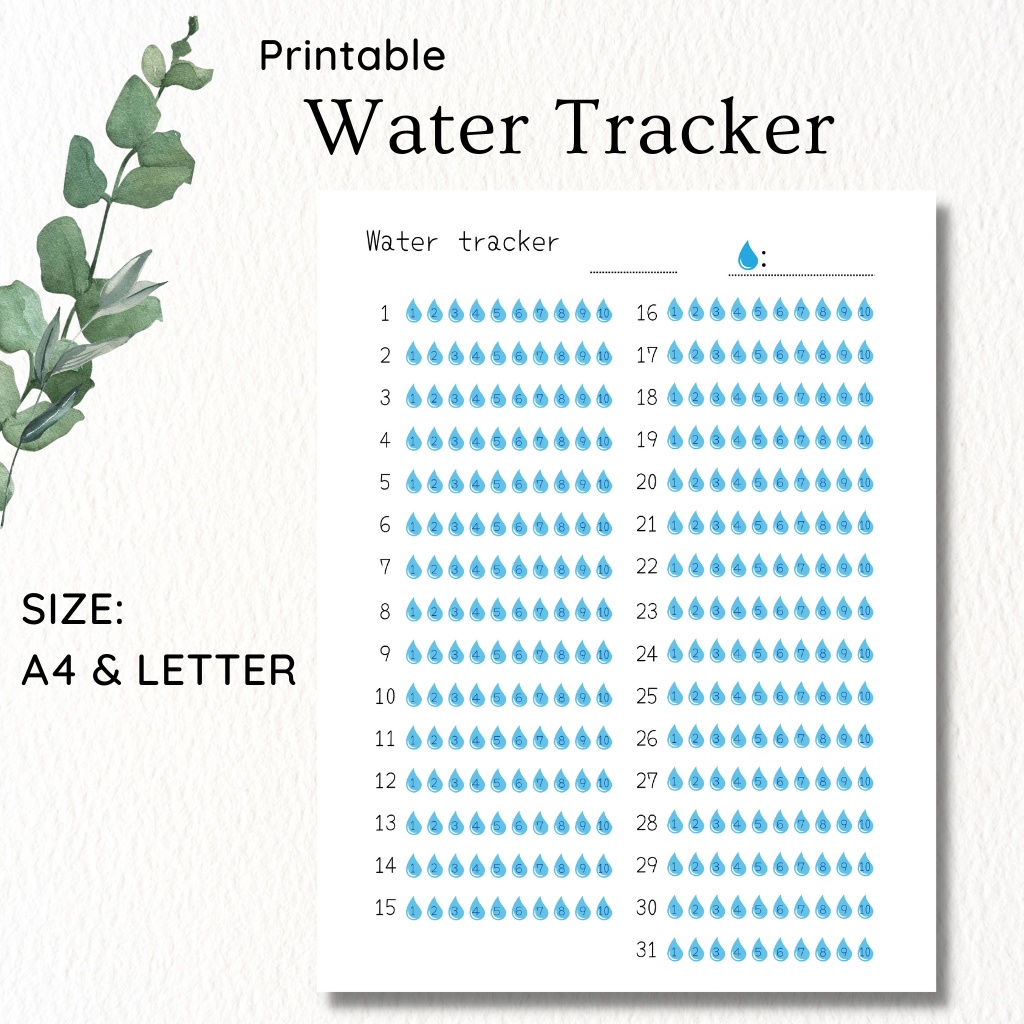 <Free Download>Printable Water tracker (PDF)