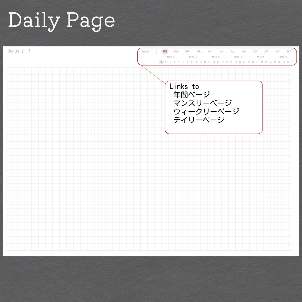 <日付なし>デジタルプランナー|左バーチカル週間|月曜始まり|全ページリンク付|GoodNotes対応