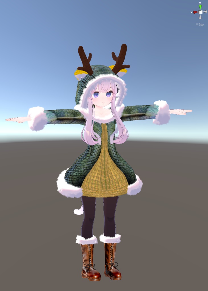 【無料+α】3Dモデル トナカイサンタ服+おまけのドラゴンVer【VRChat想定】