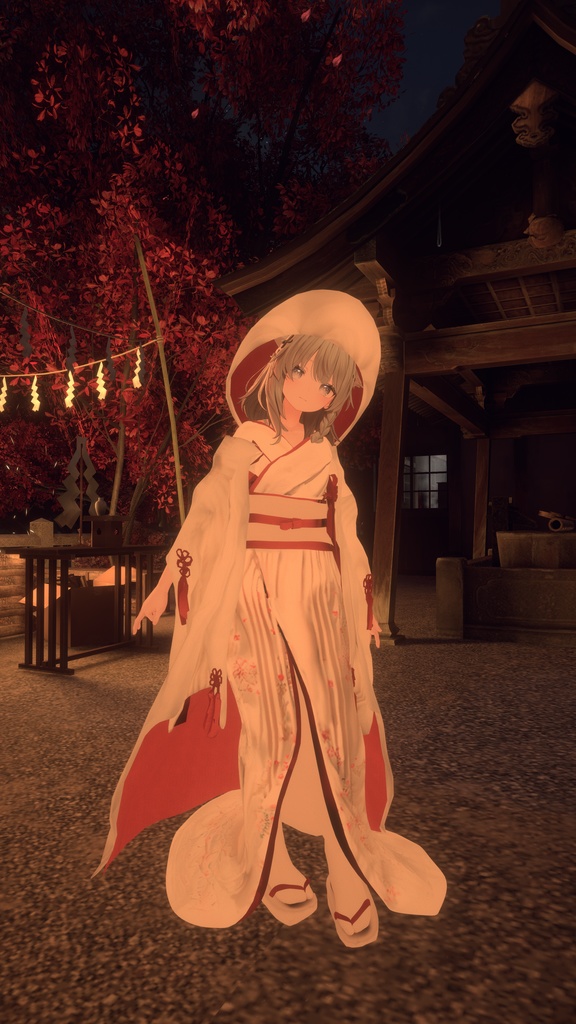 3Dモデル「白無垢 狐の嫁入り」 九尾の傍観者対応衣装+α【VRChat想定】【Modular Avatar対応】