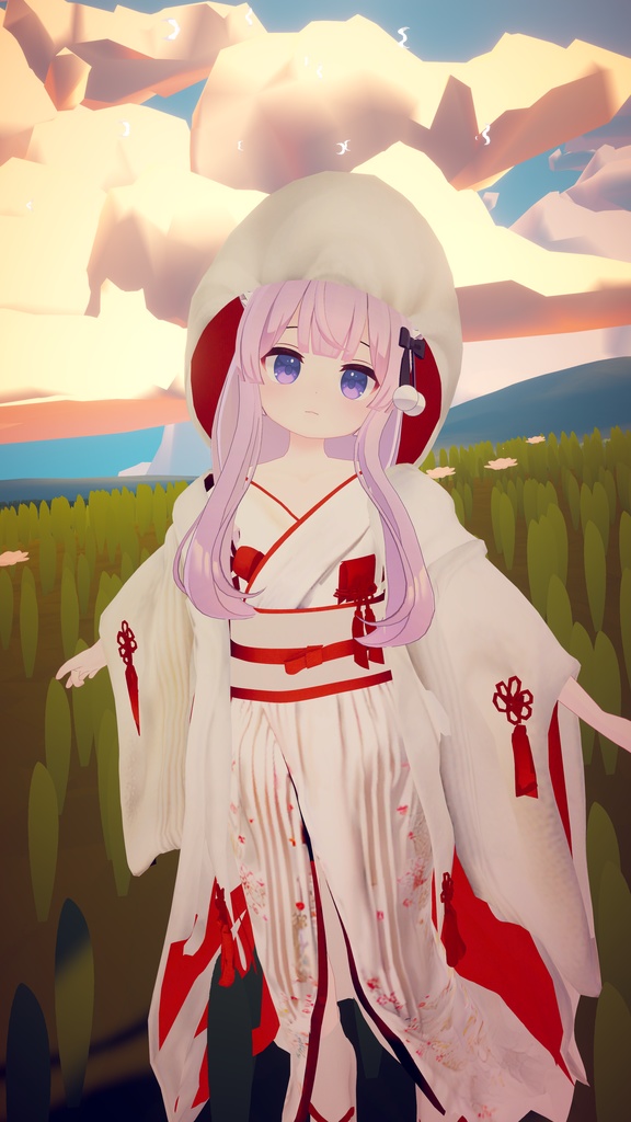 3Dモデル「白無垢 狐の嫁入り」 九尾の傍観者対応衣装+α【VRChat想定】【Modular Avatar対応】