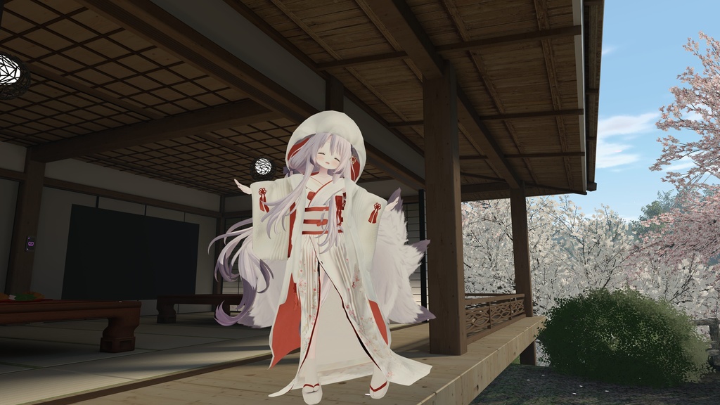 3Dモデル「白無垢 狐の嫁入り」 九尾の傍観者対応衣装+α【VRChat想定】【Modular Avatar対応】
