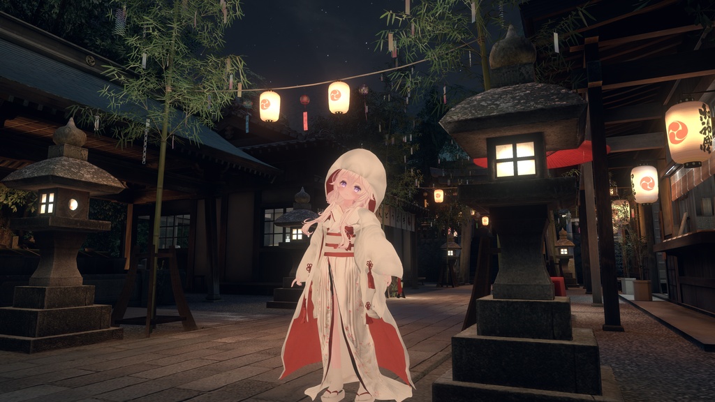 3Dモデル「白無垢 狐の嫁入り」 九尾の傍観者対応衣装+α【VRChat想定】【Modular Avatar対応】