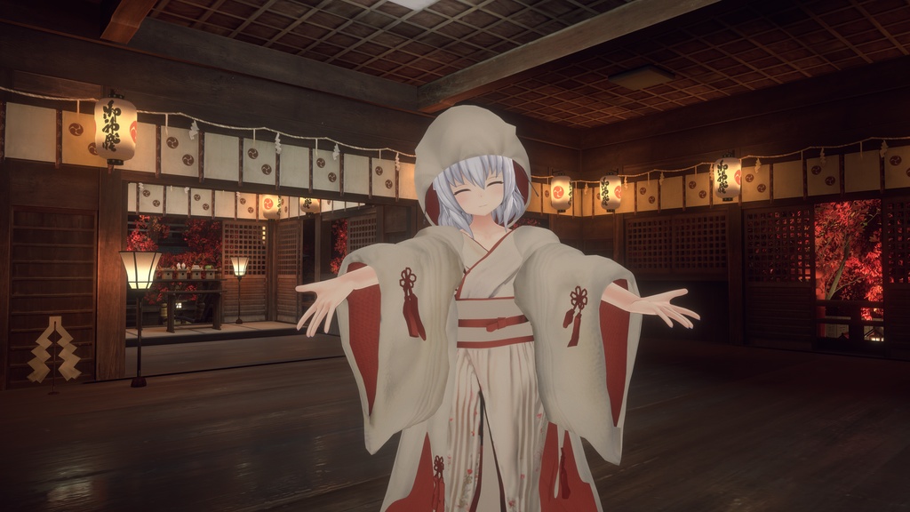 3Dモデル「白無垢 狐の嫁入り」 九尾の傍観者対応衣装+α【VRChat想定】【Modular Avatar対応】