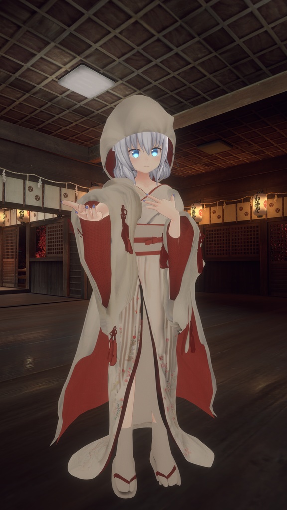 3Dモデル「白無垢 狐の嫁入り」 九尾の傍観者対応衣装+α【VRChat想定】【Modular Avatar対応】
