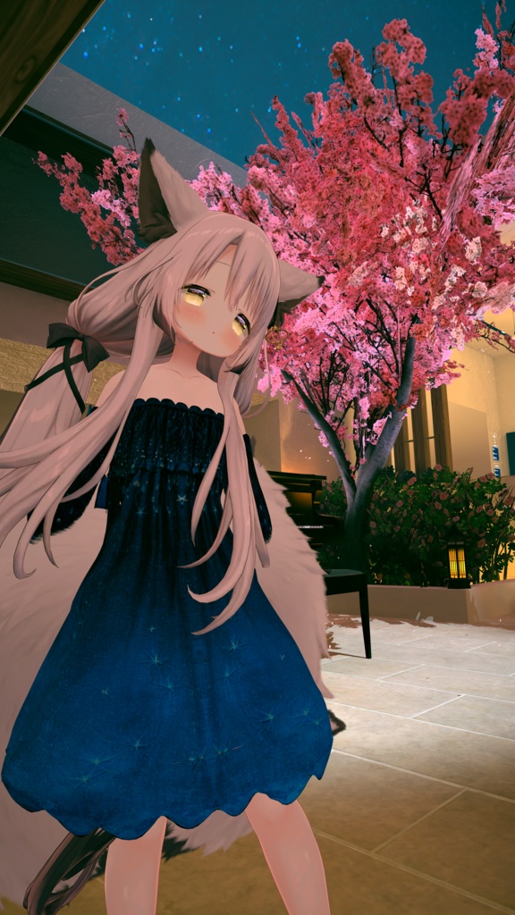 【無料】3Dモデル シンプルワンピ 九尾の傍観者対応衣装【VRChat想定】【Modular Avatar対応】