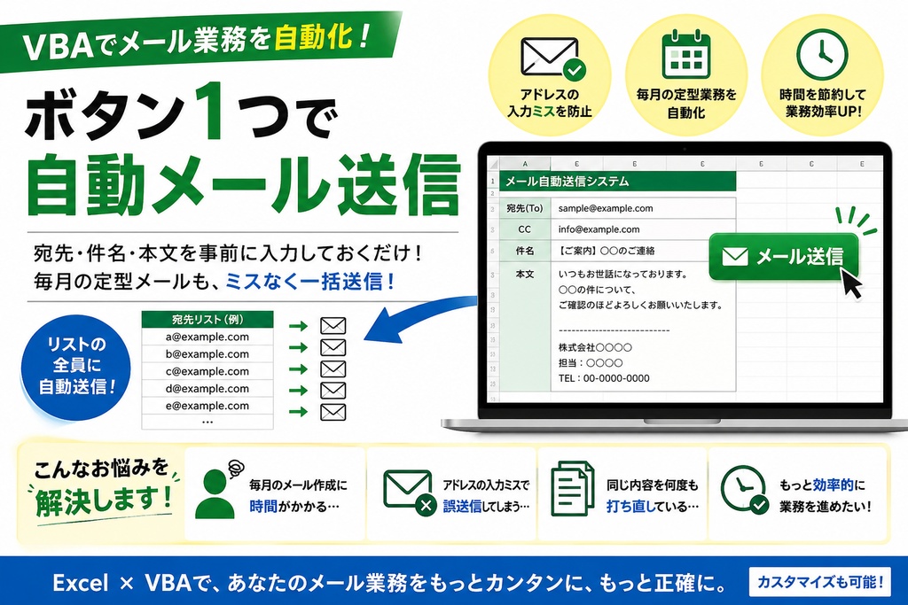 定型メール自動送信（Excelで１発！）