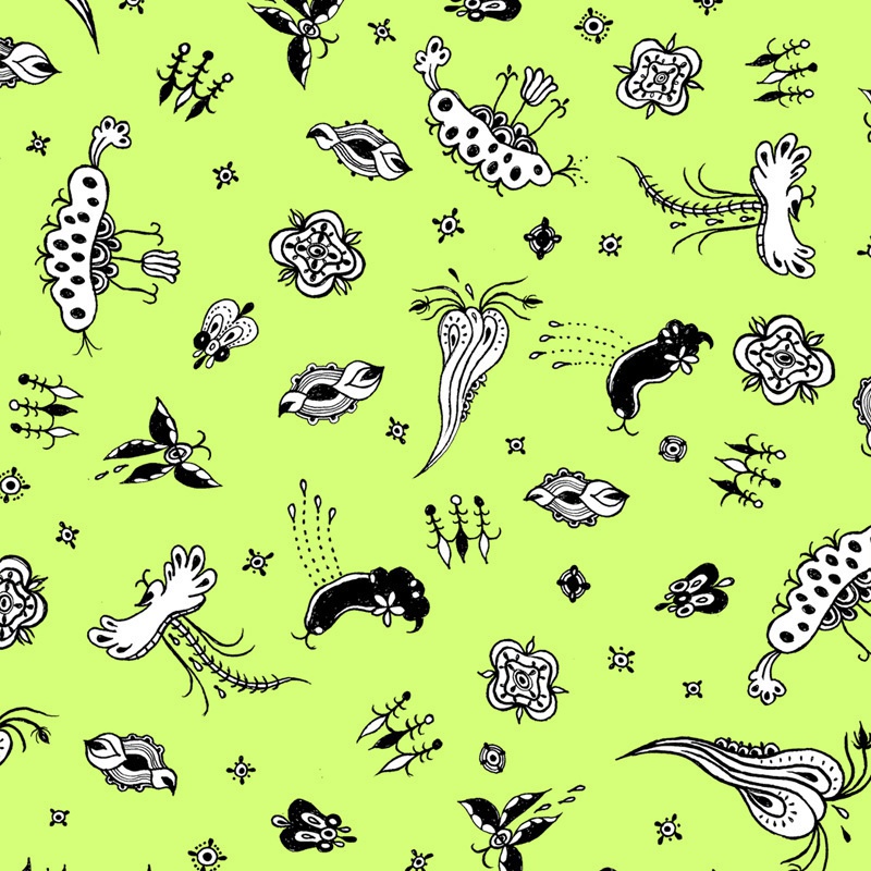 生きものたちが踊る(イエローグリーン)