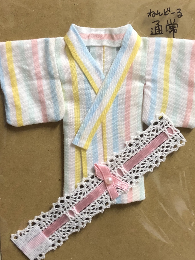 パステルストライプ着物&レース帯セット［ねんどろいどどーる(通常/身長調整)対応サイズ］