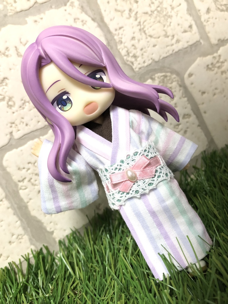 パステルストライプ着物&レース帯セット［ねんどろいどどーる(通常/身長調整)対応サイズ］