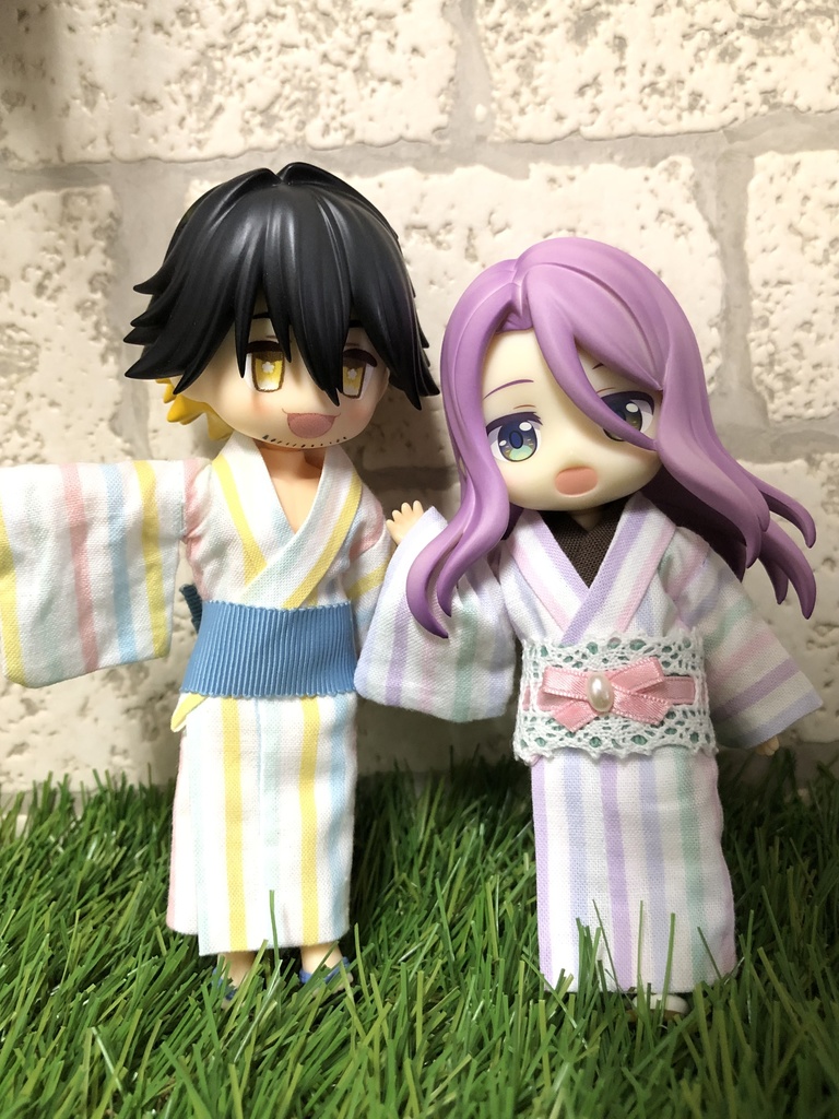 パステルストライプ着物&レース帯セット［ねんどろいどどーる(通常/身長調整)対応サイズ］