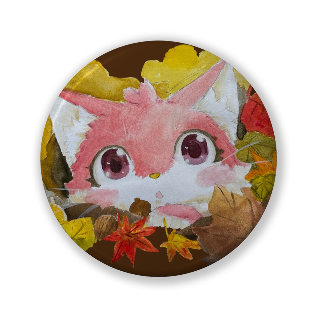 缶バッジ 宝石猫 かくれんぼ(ルビー)