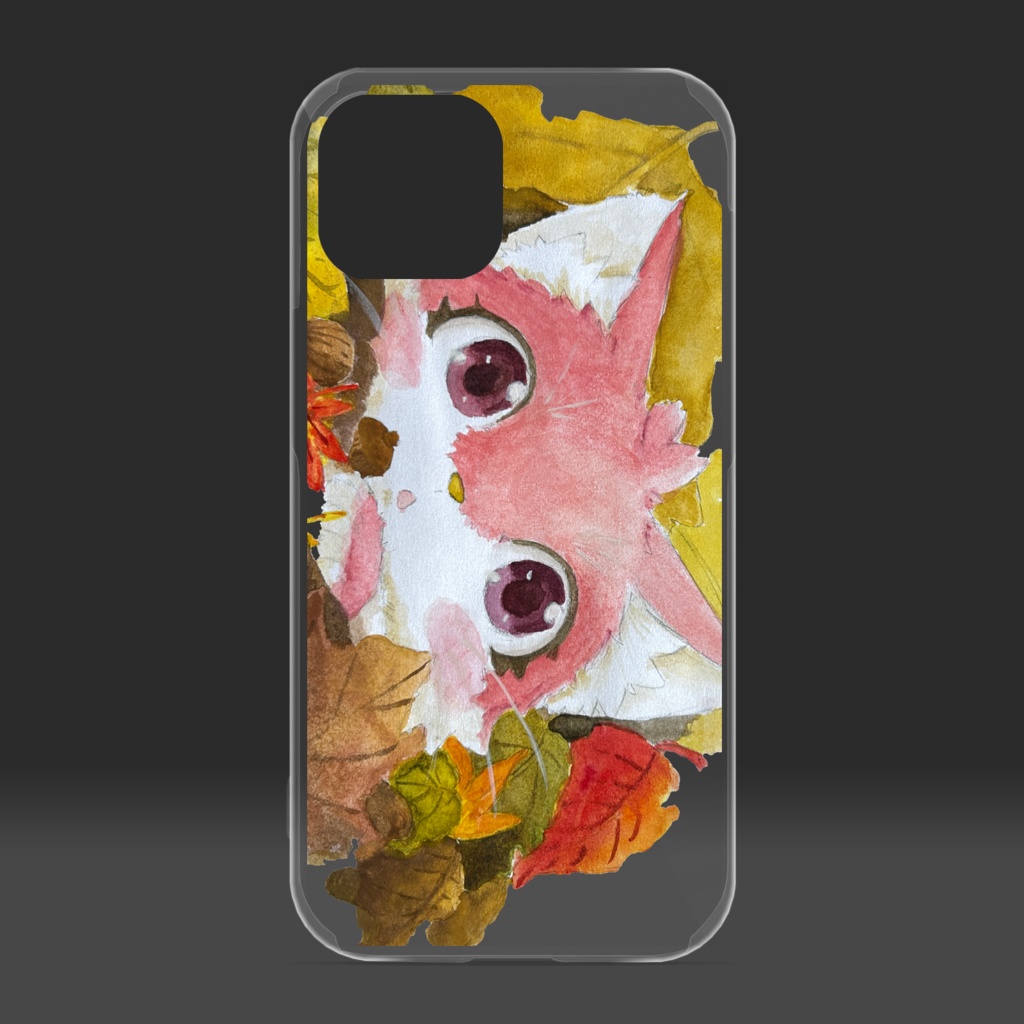 クリアiPhoneケース 宝石猫 かくれんぼ(ルビー)