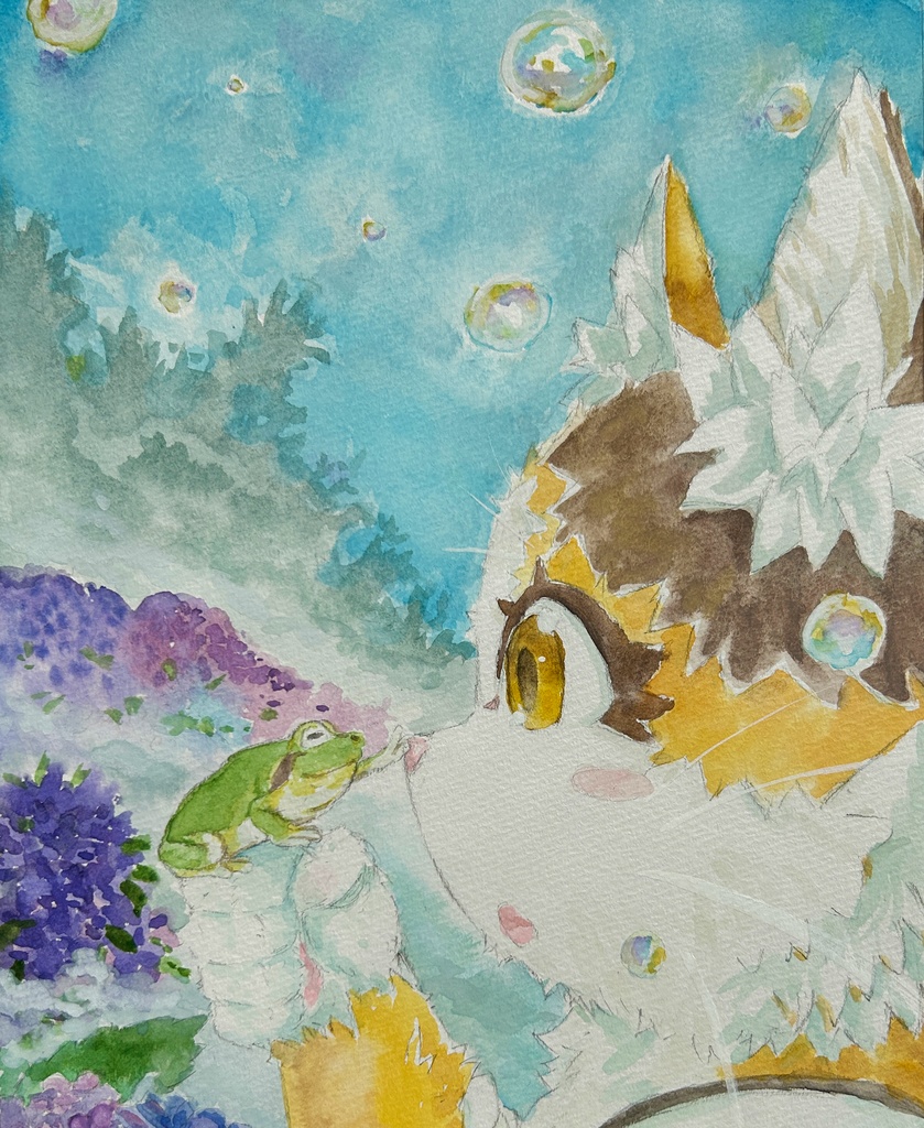 キャンバス 宝石猫 虫の声