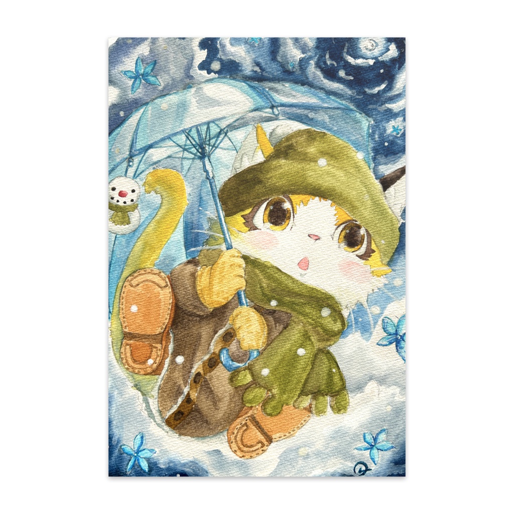 ポストカード 宝石猫 雪雲の先へ