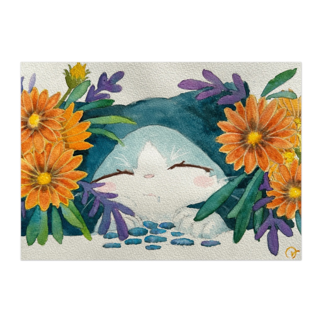 ポスター 宝石猫 かくれんぼ(サファイア)