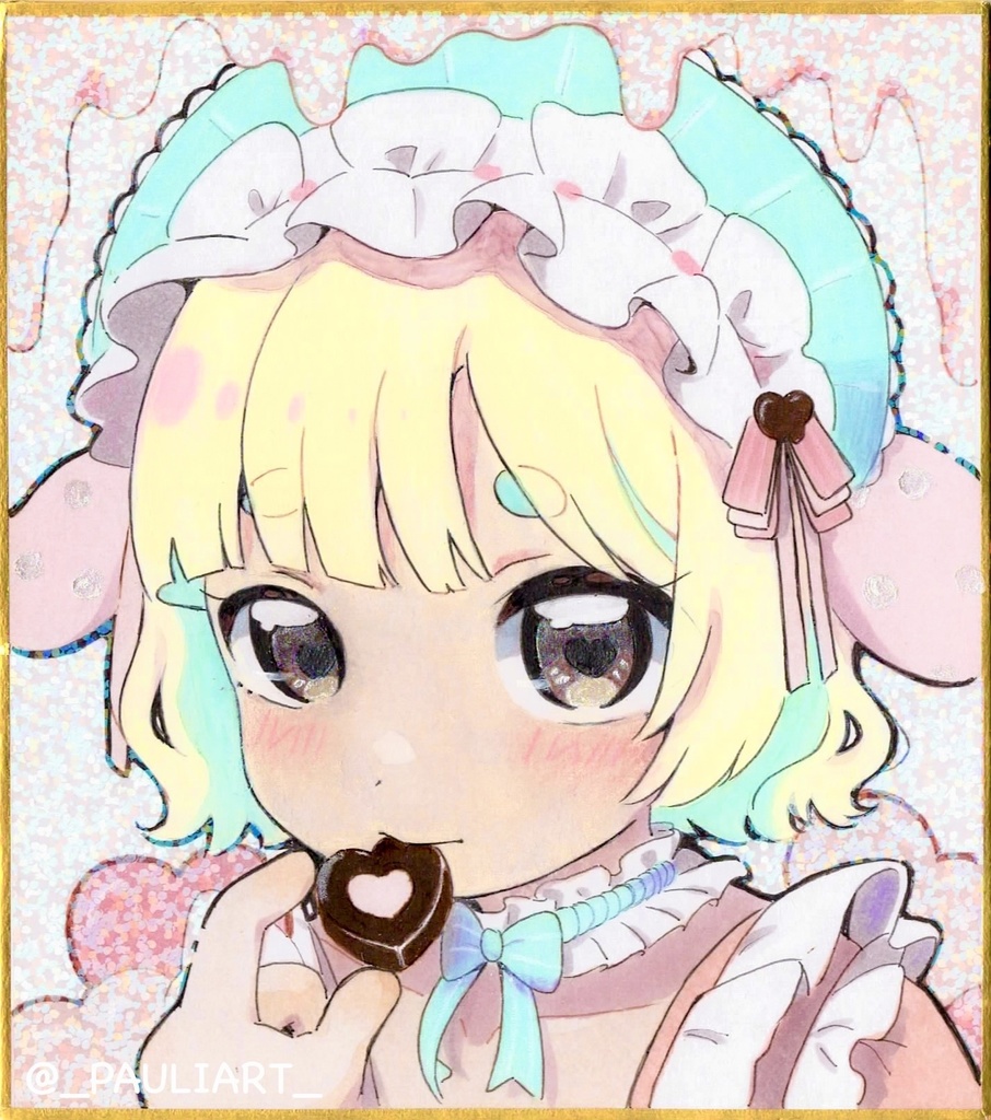 パステルミントなバレンタイン/色紙イラスト原画