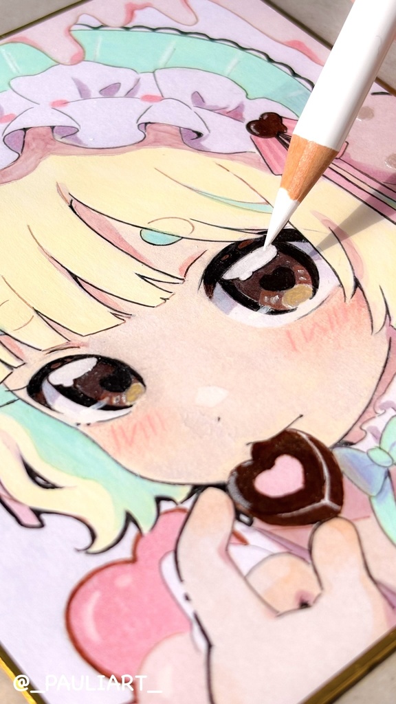 パステルミントなバレンタイン/色紙イラスト原画