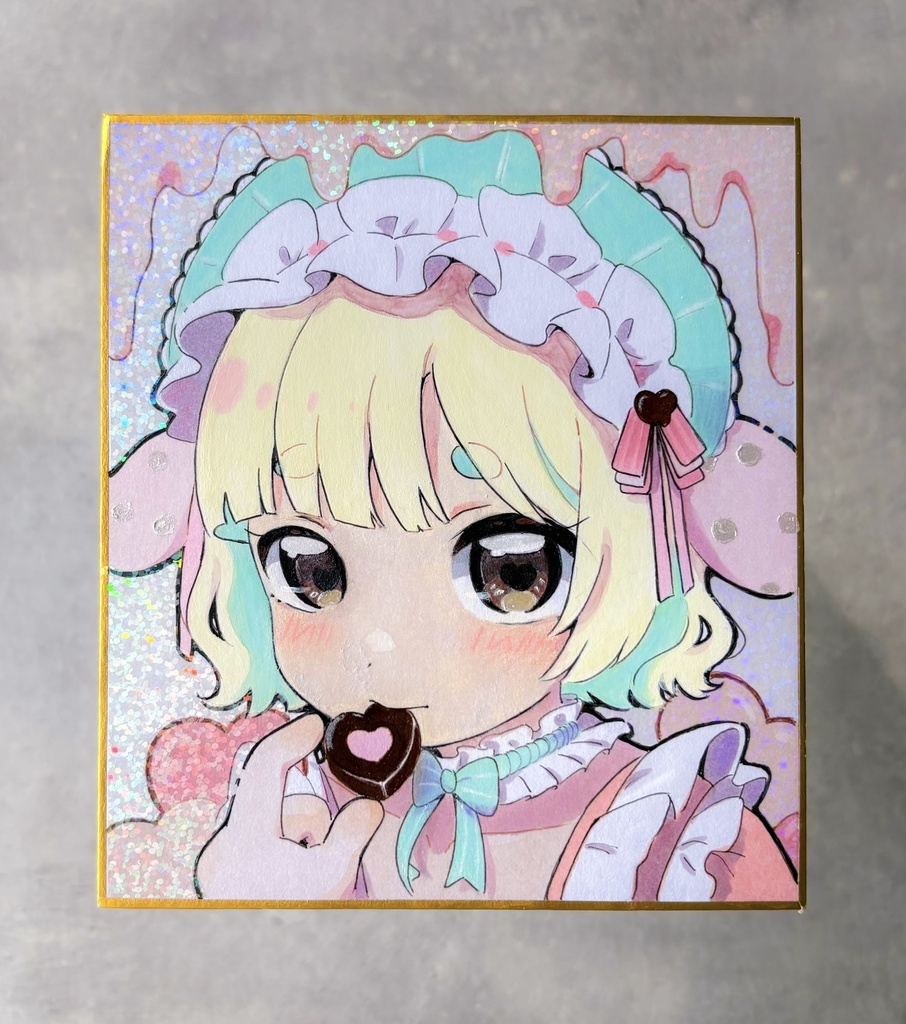 パステルミントなバレンタイン/色紙イラスト原画