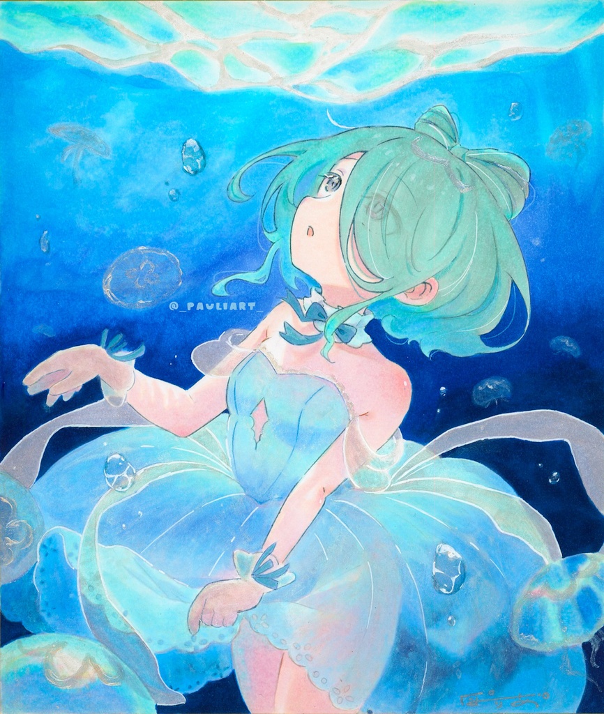 【泡沫、光に触れて。】原画 /オリジナル色紙イラスト