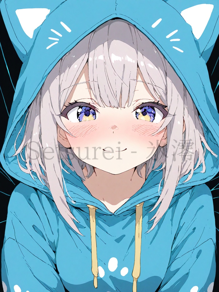 【Stable Diffusion用プロンプト】猫耳パーカー女子セット(銀髪・金髪・黒髪)