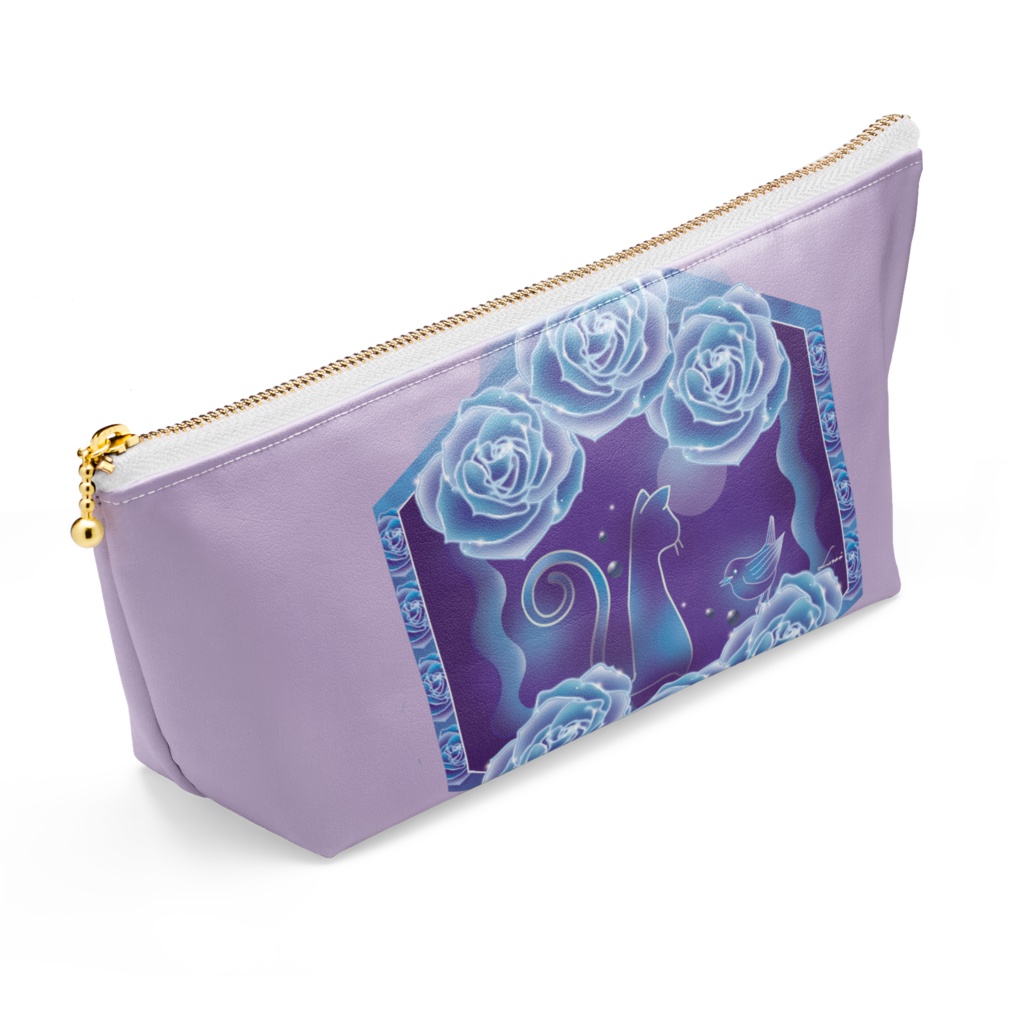 青いバラと青い猫