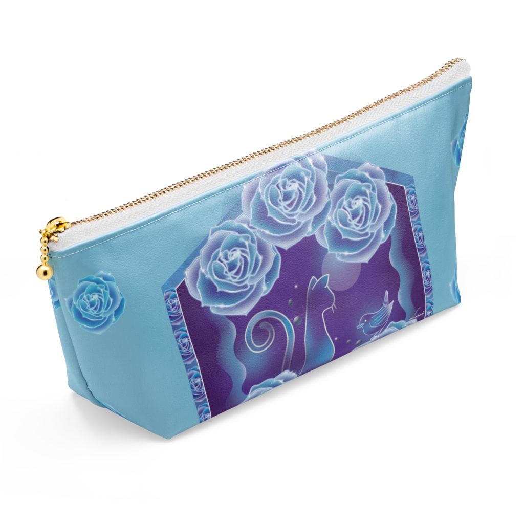 青いバラと青い猫