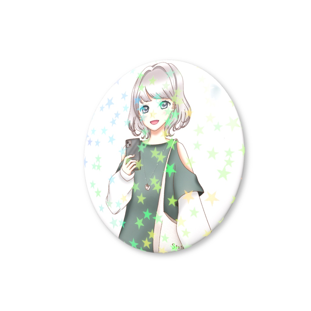 みやぐにまゆ ホログラム缶バッジ通常衣装バージョン