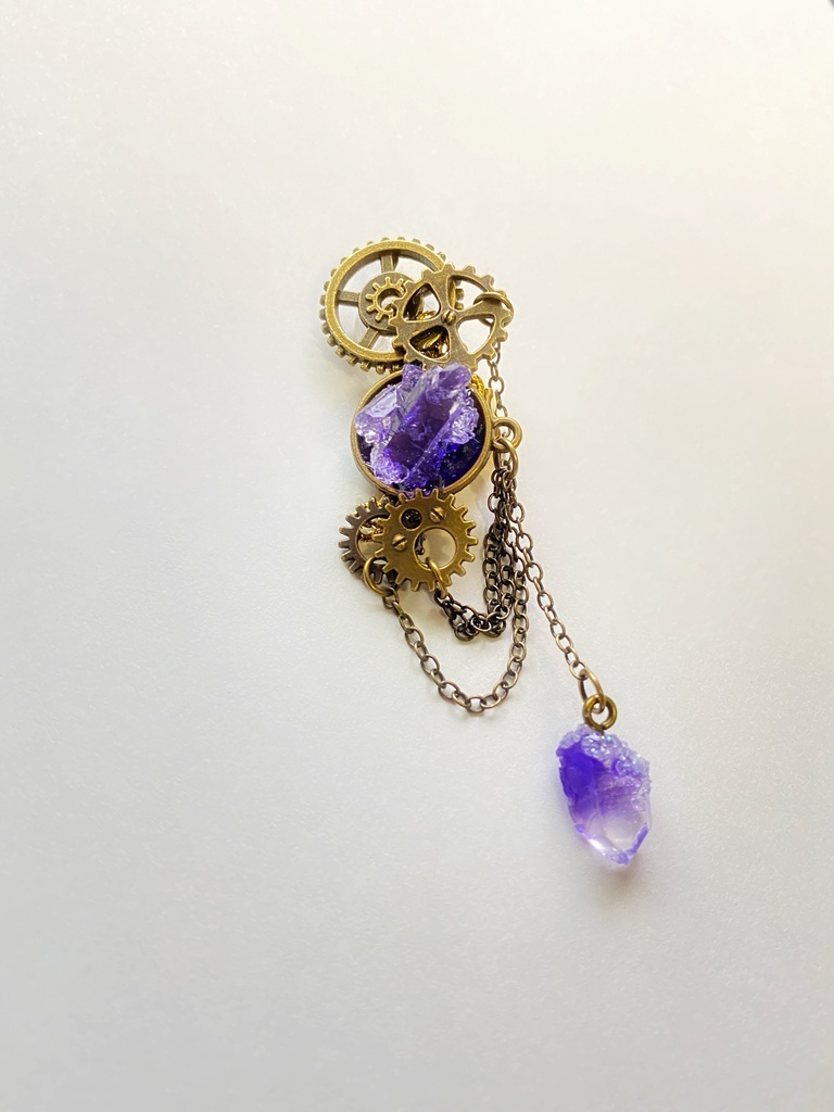 再再再再販☆歯車と鉱石のイヤリング