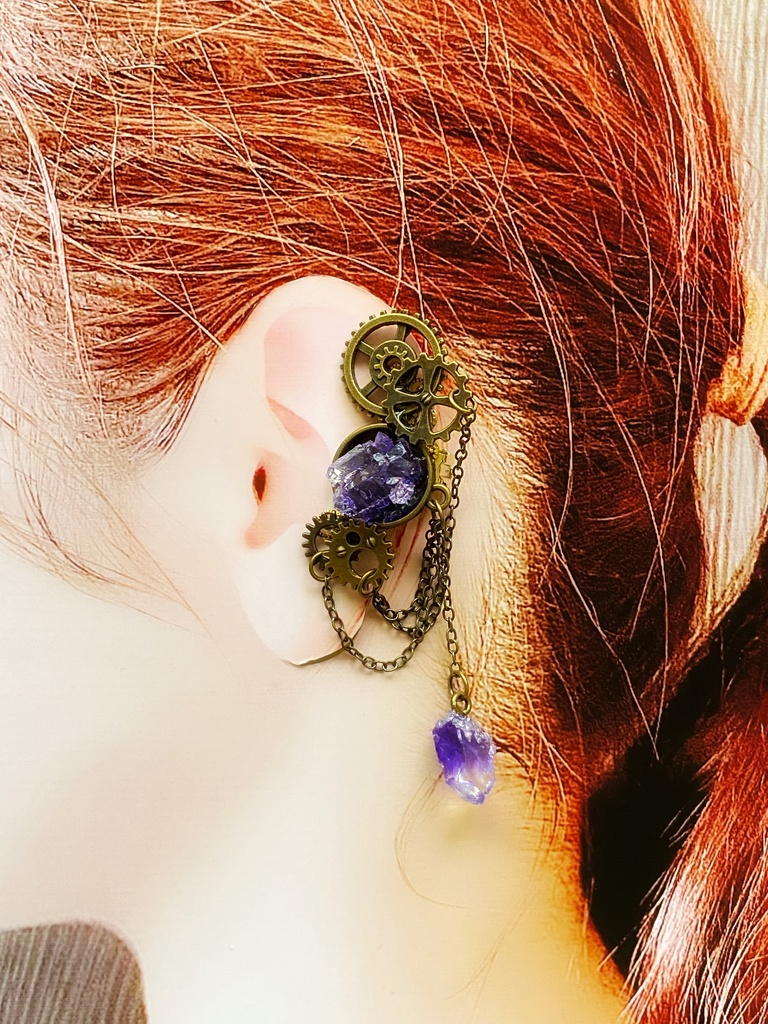 再再再再販☆歯車と鉱石のイヤリング