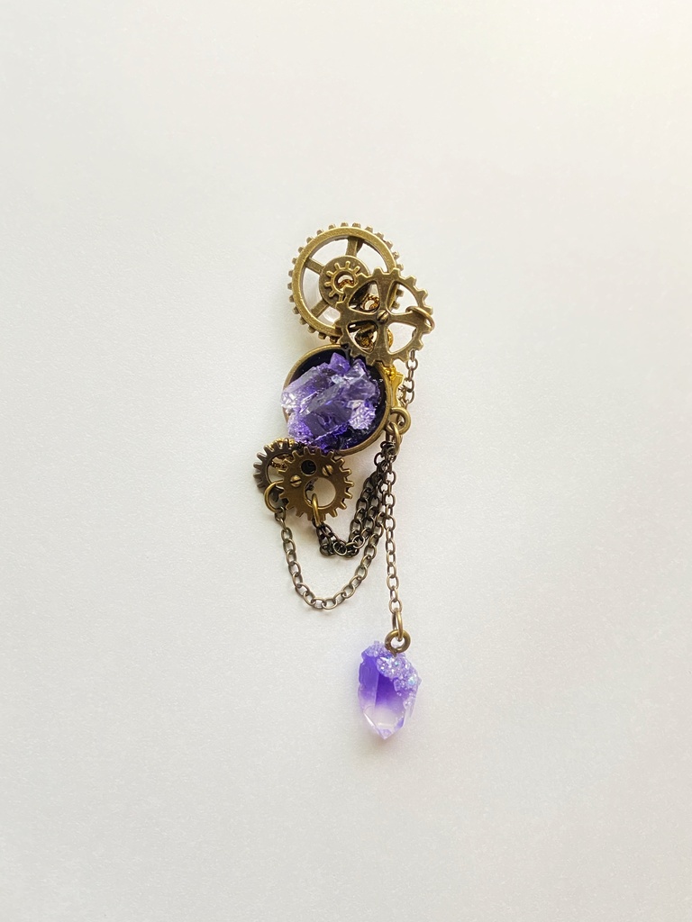 再再再再販☆歯車と鉱石のイヤリング