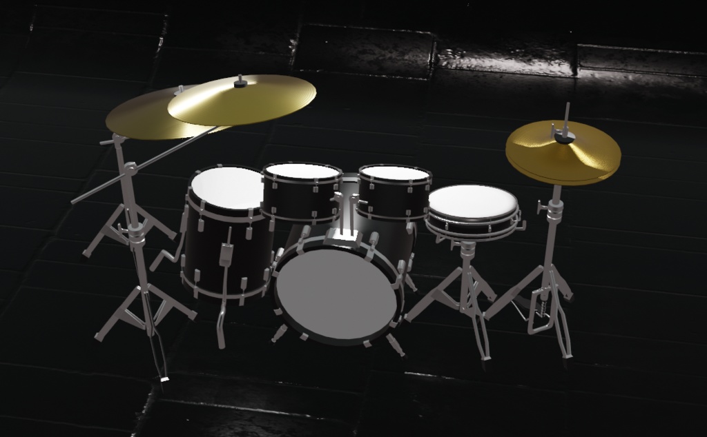 ドラムセット(3DCG blendファイルとunitypackage)